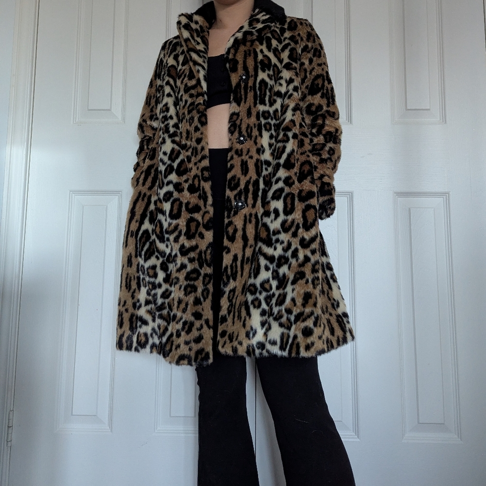 Topshop Leopard Print Faux Fur Coat